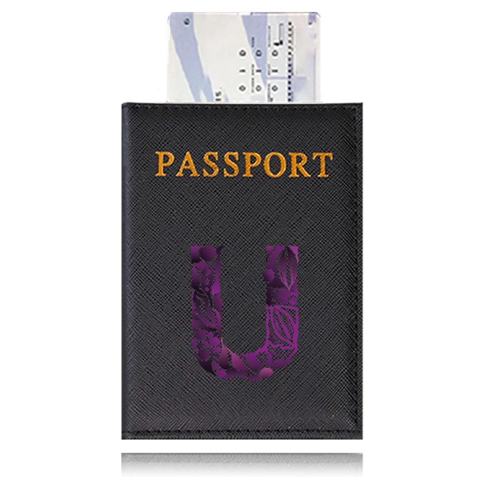 Waterproof Black Leather Passport Holder with Customizable Engraving