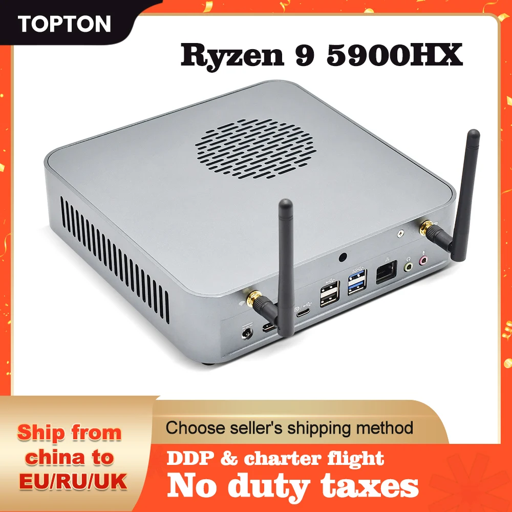 2022 Topton Gaming Mini PC AMD Zen3 Ryzen 9 5900HX 7 5825U 2*DDR4 3200MHz  NVMe SSD 2.5G LAN Desktop Computer Windows 11 WiFi6E