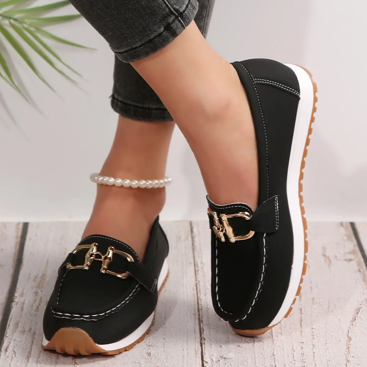Zapatos Informales Sin Cordones Para Mujer, Zapatillas Deportivas De Tacón Bajo, Suaves, Color Blanco, novedad De 2024