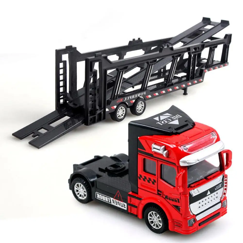 

Kids Alloy Trailer Toy Fall-resistant Multi-color Simulate Trailer Diy Scene Modeling Toy For Boys Birthday Gifts