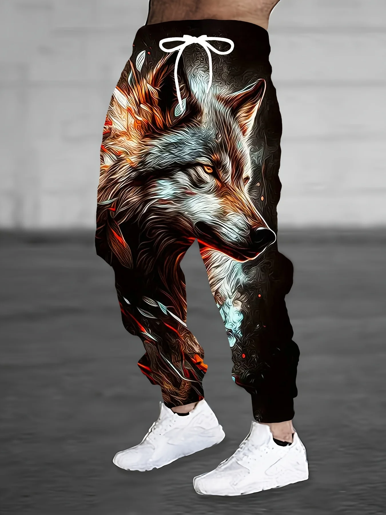 Tier Wolf Gedruckt Mode Hosen Männer Seite Taschen Elastische Kordelzug Jogginghose Jogger Hosen Casual Hosen Herbst Winter