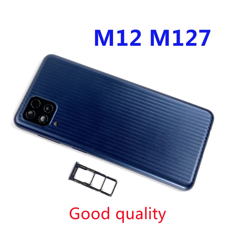 

For SAMSUNG Galaxy M12 M127 SM-M127F SM-M127G Back Battery Cover Door Housing Repair Parts Rear Protective Case SIM Card Tray