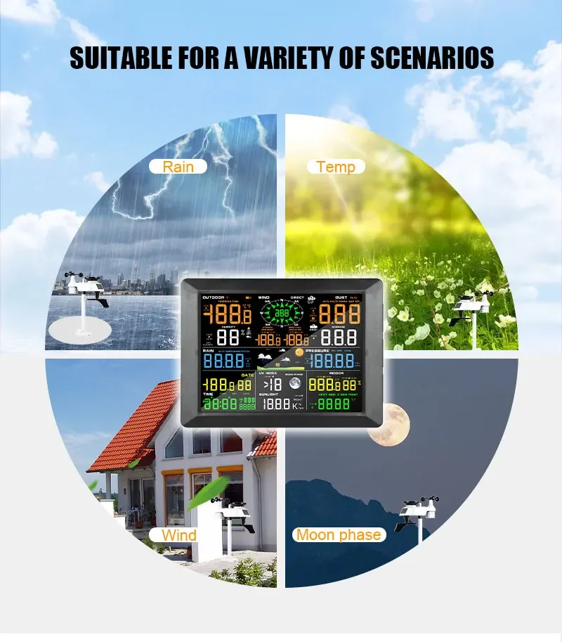 0310 Professional WiFi Weather Station Internet Wireless with Outdoor Sensor Rai