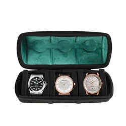 Premium Watch Box Organizer: Portable Travel Case for Wristwatch Display and Storage (Green - 3 Slot)
