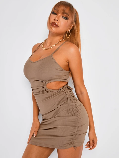 Low Cut Mini Dress with Cinched Ties on Sides – SEXY AFFORDABLE CLOTHING