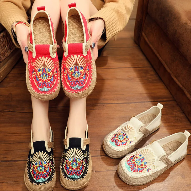 

2021 Summer New Style Women's Singles Shoes Old Beijing Cloth Shoes Denim Canvas Shoes +Pure Hand Embroidered Insole HOT BJ-800
