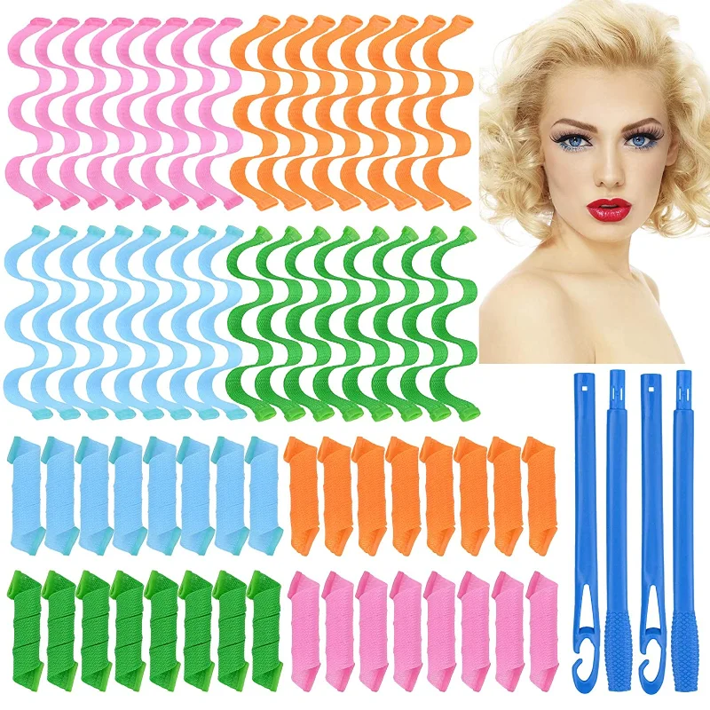 12pcs Heatless Hair Curlers Magic Wave Formers Spiral Hair Rollers Wavy Curlers Women Hairstyle Roller Styling Tools hair styling tool hair curling tools