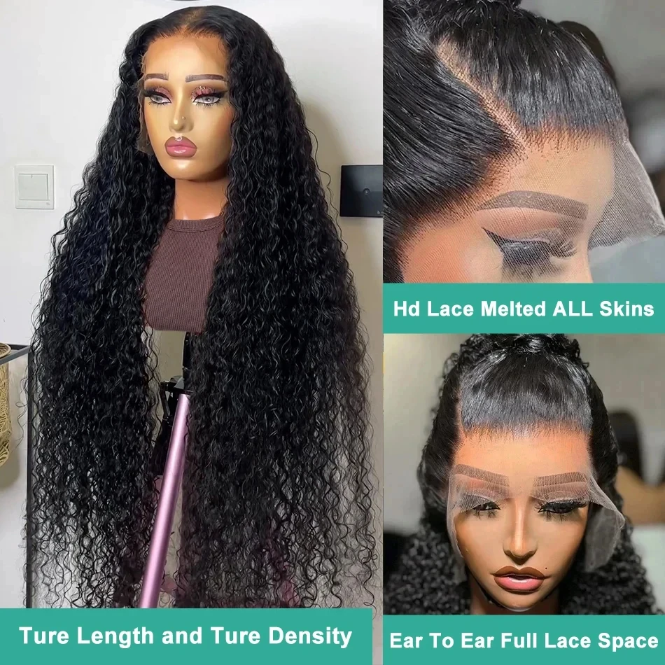 Human hair wig 250% Water Wave 13x6 Lace Front Loose Deep Wave Curly 5x5