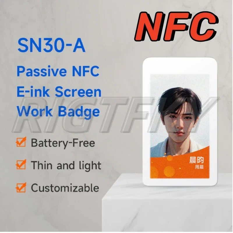 E ink Picture Display Tags Passive NFC-Powered Nameplates 3.7inch E-Paper Price Labels Business Badges Employee badges Battery Free