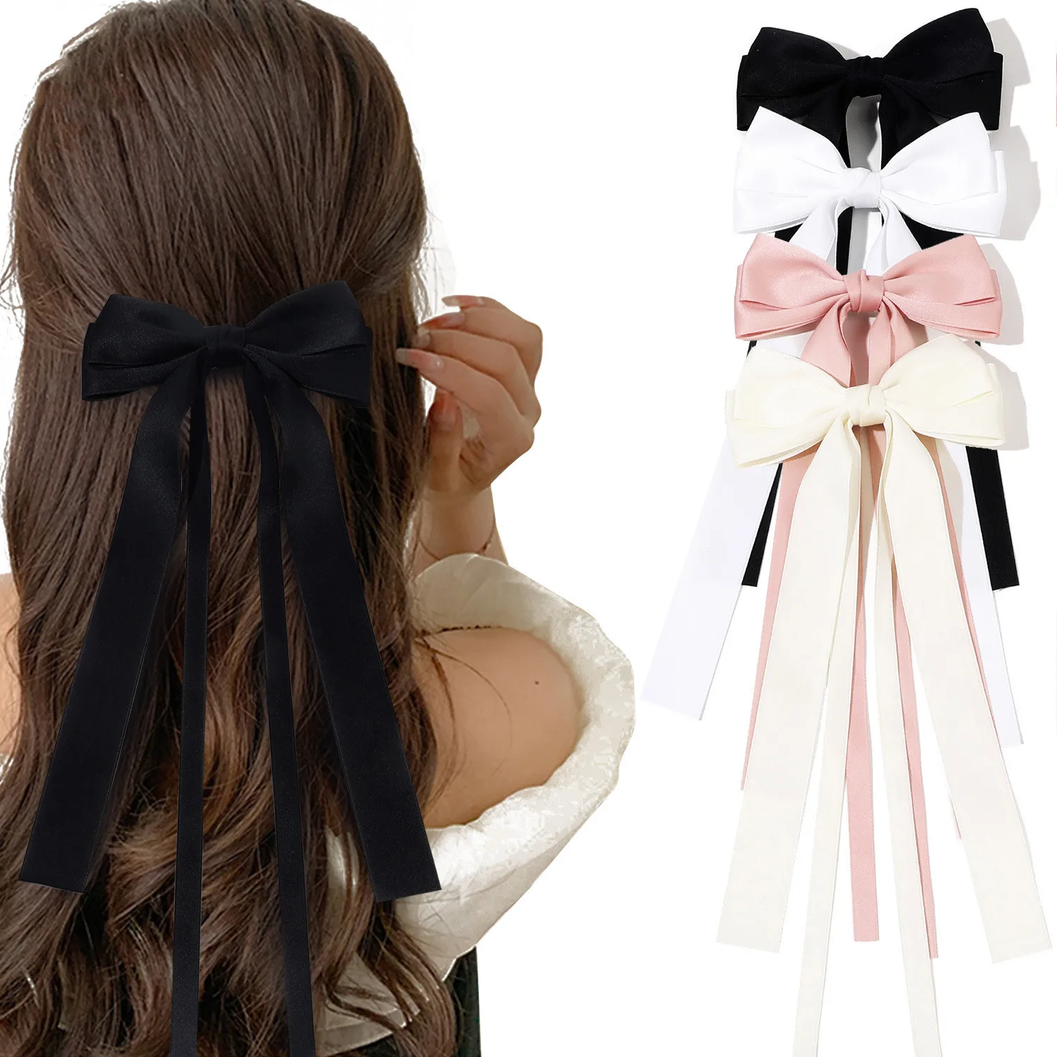 Korea elegante lange Band Bogen Haarnadeln Frauen Mädchen Haars pange Bobby Pin Bowknot Haars pangen Zubehör Haars pange Kopfschmuck Kopf bedeckung