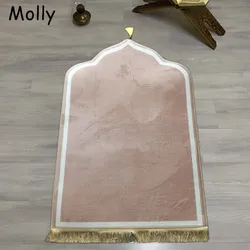 Prayer Mat for Muslim,Ramadan Flannel Carpet,Worship Kneel Embossing Floor Carpet,Non-slip Portable Travel Prayer Rug,Eid Gift