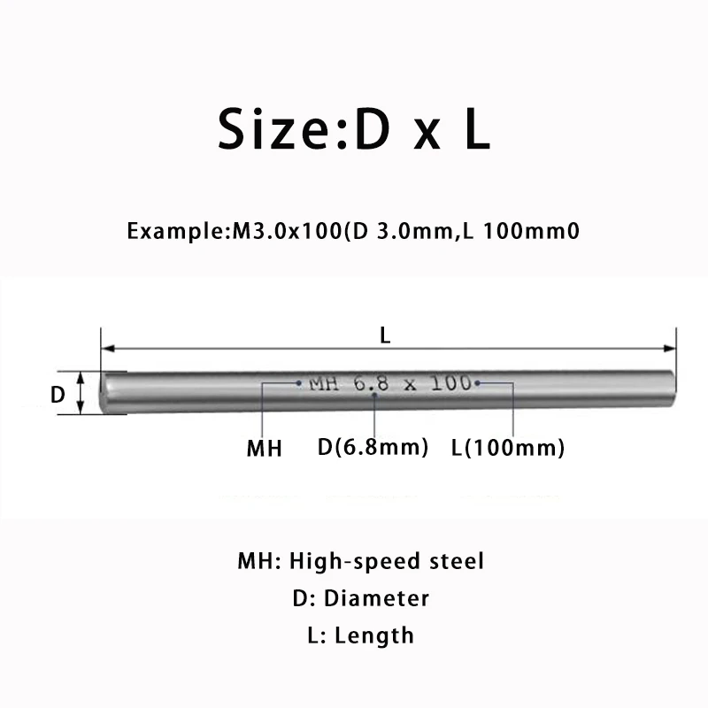 1-5pc M0.8 M13 고속 강철 솔리드 라운드 로드 선반 바 재고 라운드 CNC 절단 선반 도구 바 막대 길이 100/200mm