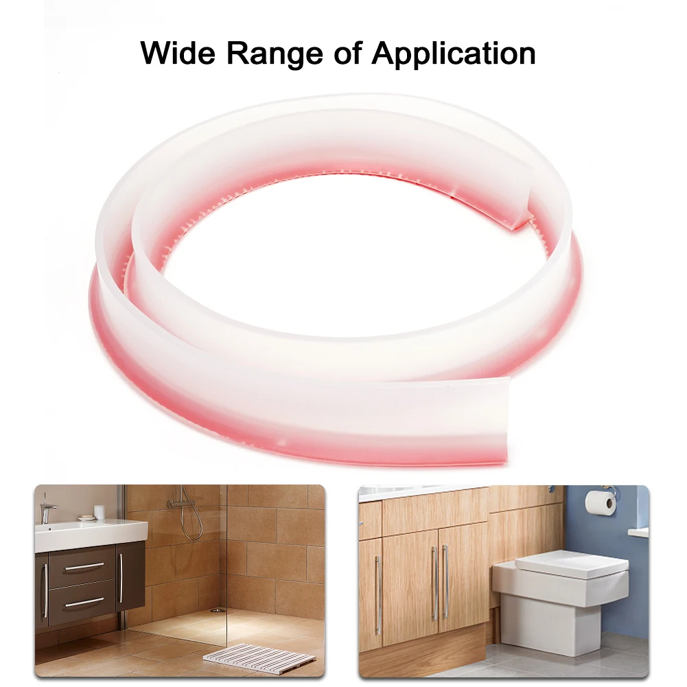Anti Slip Strips 1-3M Bathroom Water Stopper Silicone Retaining Strip Self-adhesive Shower Dam Flood Barrier
