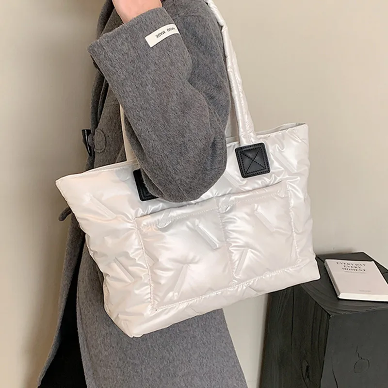 

Space Pad Cotton Shoulder Bag Large Capacity Down Handbag High Quality Cloth Bag Winter Hot Crossbody Bag Portable Purse Bol