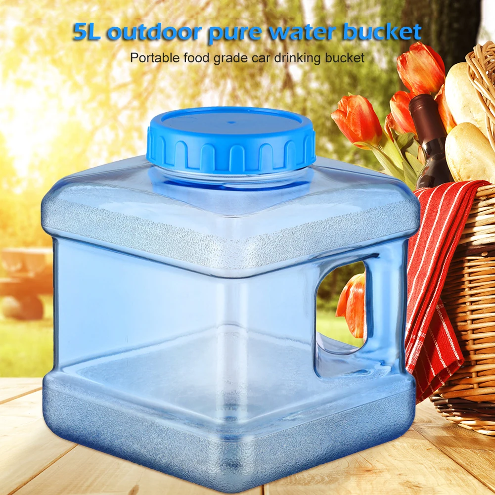 5L Water Storage Container with Handle Water Storage Bucket Drinking Bucket for Vehicle Home Emergency Hiking Camping Outdoors