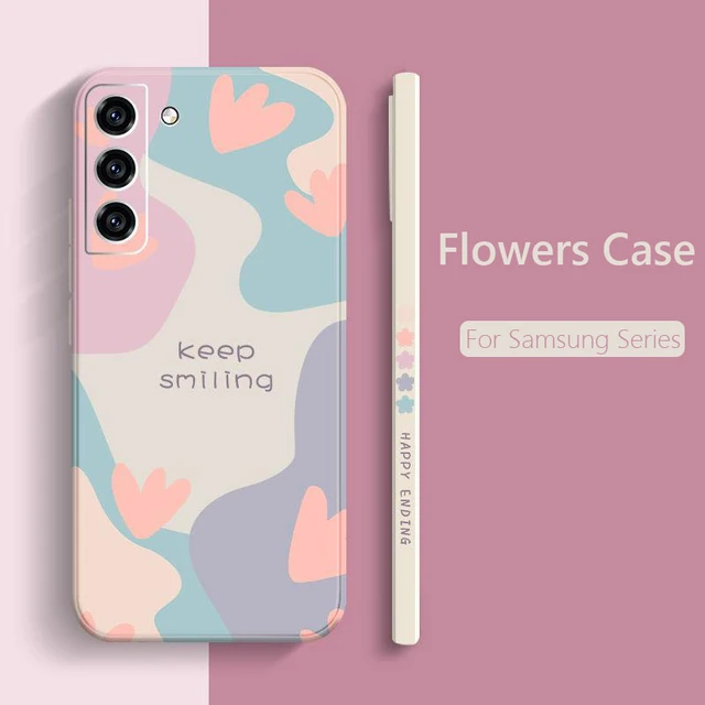 Coque en Silicone Dessin Animé Fleur pour Samsung Galaxy - Protégez votre S23, S22 Ultra Plus, S21 FE, A14, A34, A54, A13, A33, A53, A32, A52s avec Style 1