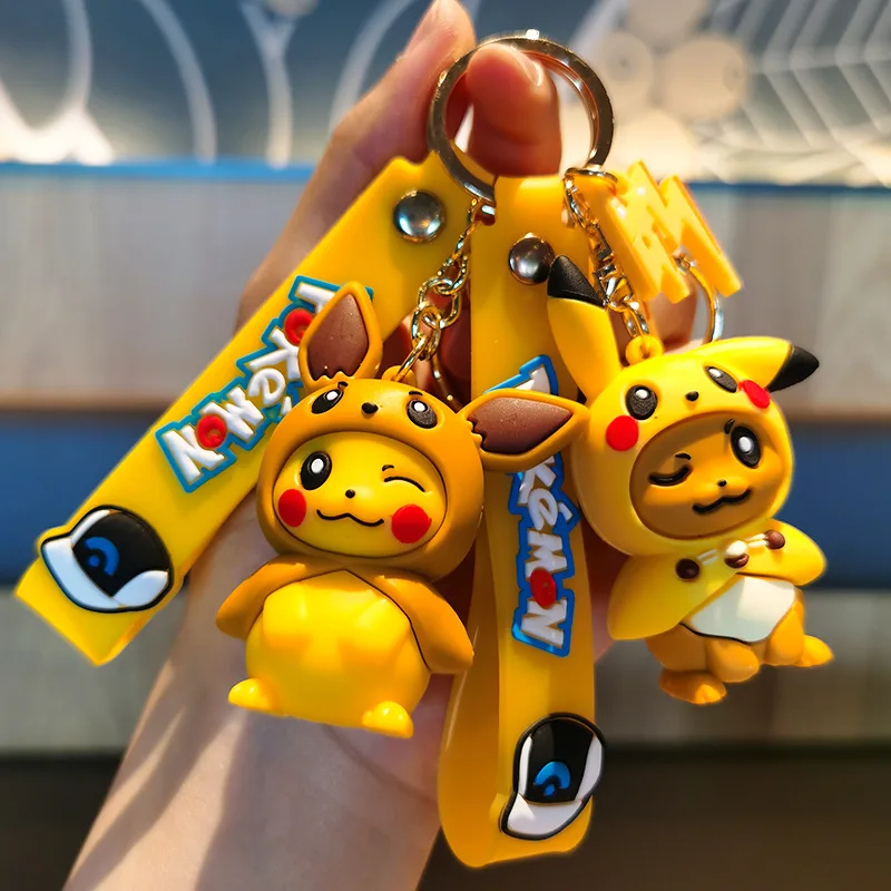 

Pokemon Pikachu Cute Doll Pendant Cartoon Action Figure Eevee Psyduck Rowlet Fashion Keychain Bag Keyring Pendant Birthday Gifts