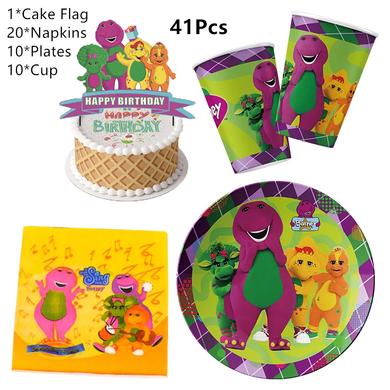 Barney Balloon Children Birthday Party Disposable Tableware Decoration  Backdrop Supplies Cake Toppers For Baby Shower Kids Toys - Disposable Party  Tableware - AliExpress