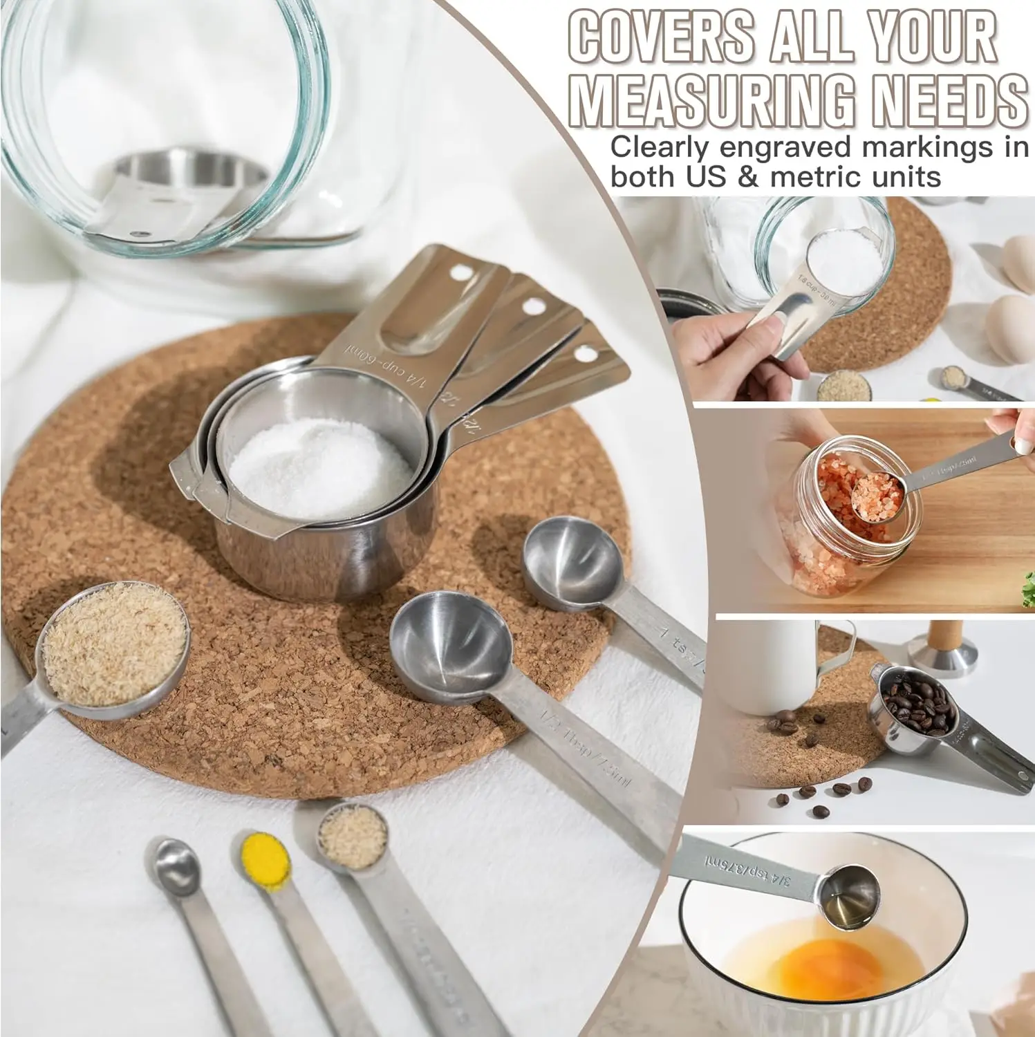 30PCS Mixing Bowls with Lids Set, 7QT to 1QT Stainless Steel Nesting Bowls with Graters, Non-Slip Silicone Bottom, Large Khaki B 6