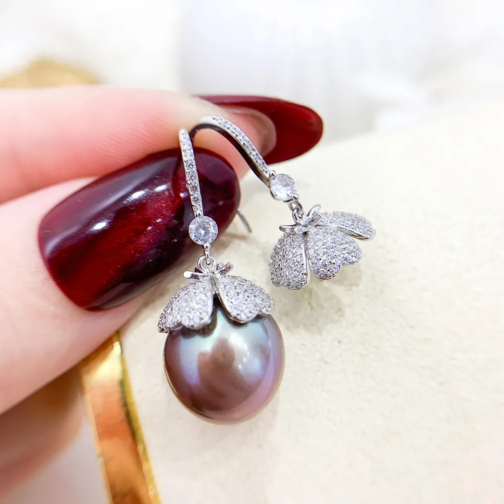 

DIY Pearl Earnail Accessories S925 Sterling Silver Jewelry Gold Earnail Empty Fit 12-16mm Beads