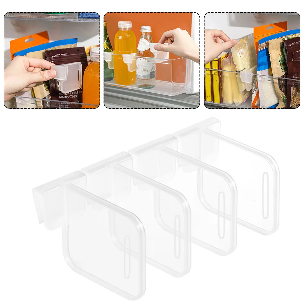 

4pcs/set Stretchable Refrigerator Storage Partition Board Plastic Divider Storage Splint Kitchen Bottle Can Shelf Organizer