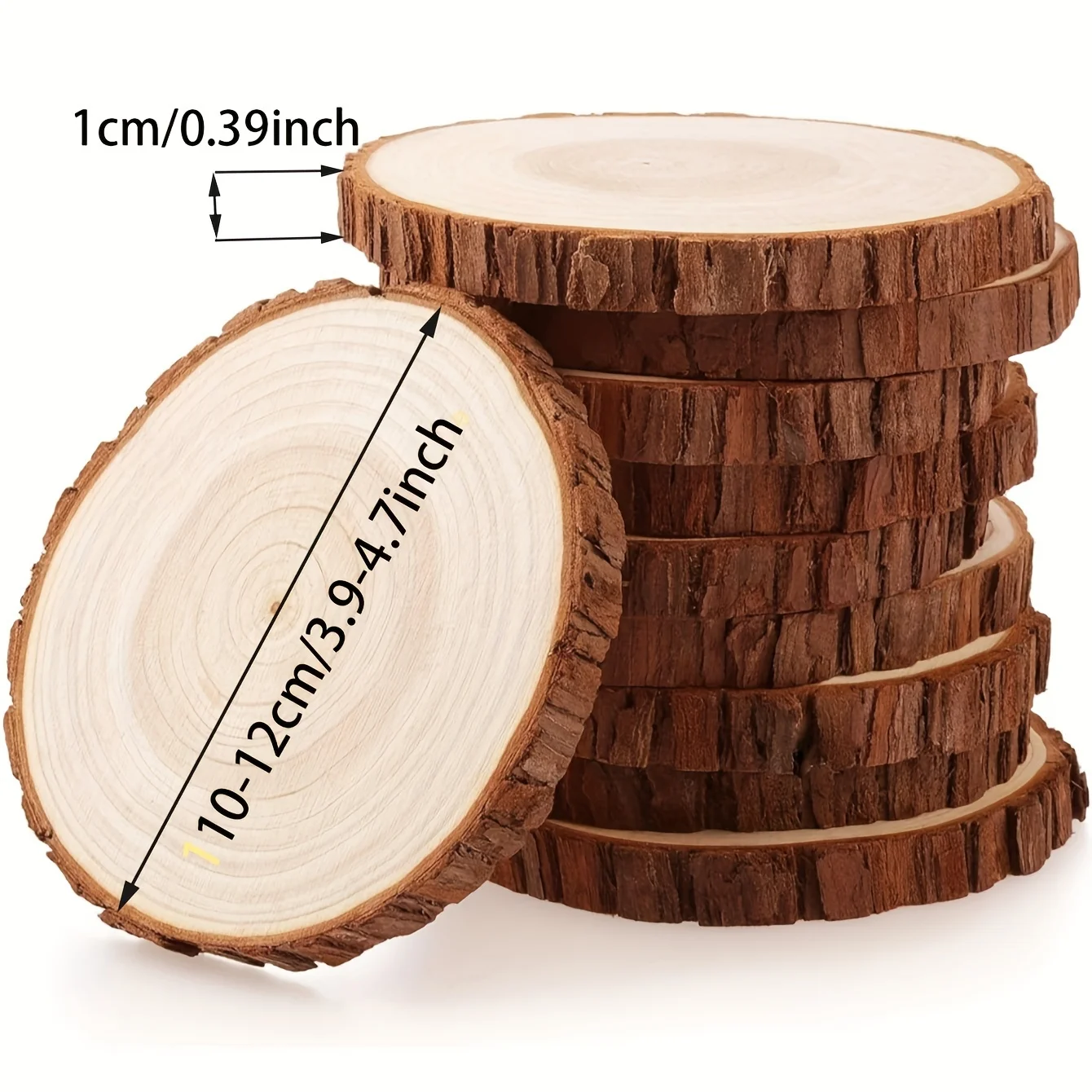 10 Stück/Set 10–12 cm runde Holzstücke, Holzscheiben, DIY-Kunsthandwerkszubehör, Weihnachtsfeier, Hochzeitsdekoration, DIY-Bastelarbeiten – Detail 4