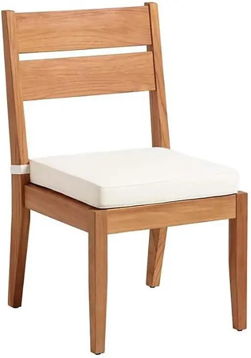 

Barlow Teak Outdoor Armless Set of 2 Dining Chairs and Cushions in Natural