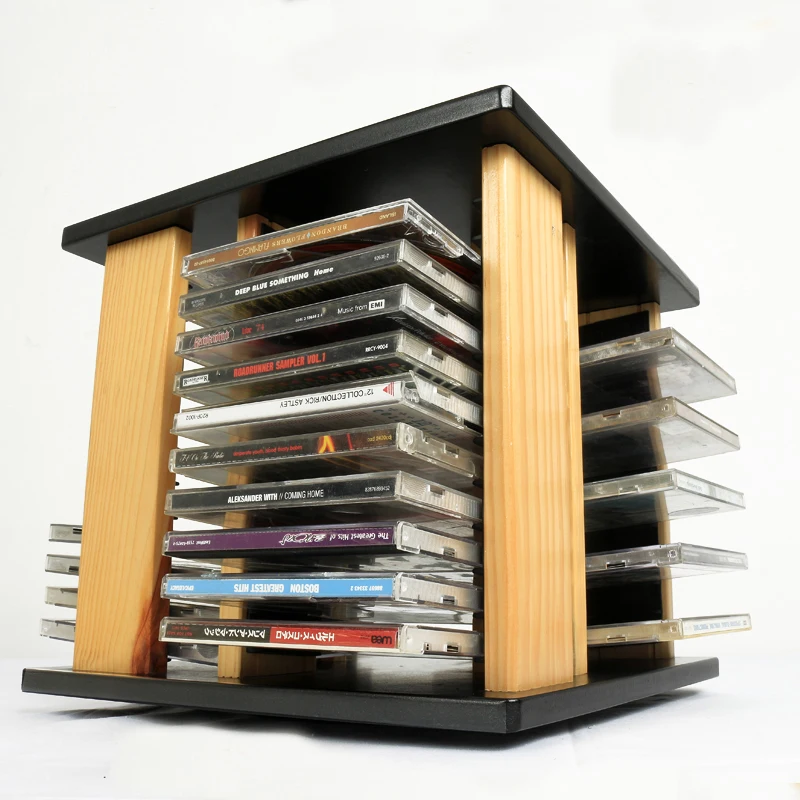 Minicadena Cute Cd Organizer Rack Storage Retro Display Capacity Stand Luxury Portable CD Rack Insert Porta Cd Music Decoration