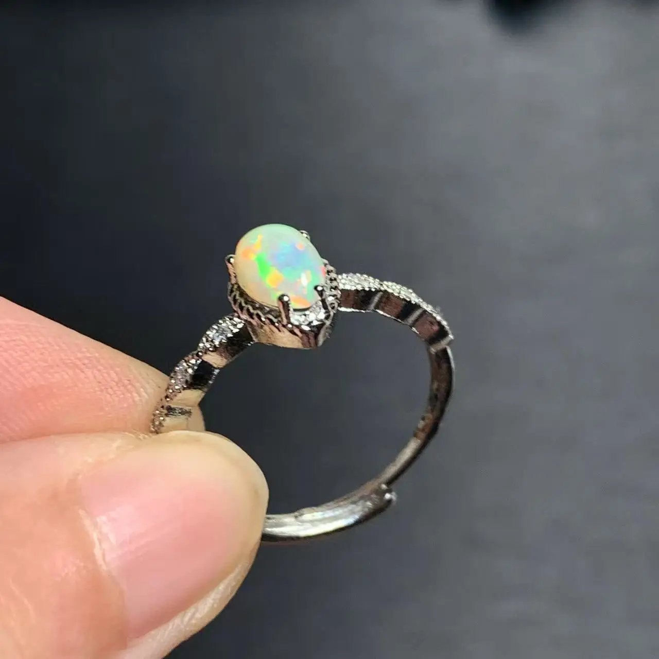 Authentic DROP Natural Opal Ring Adjustable Female Ring Jewelry for Women Gift Wholesale High Quality Vintage Fine