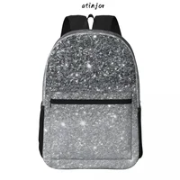 atinfor Modern Grey Glitter Sparkles Printing Women Backpack Student Bookbag School Bag for Teenage Girl Book Bag 2