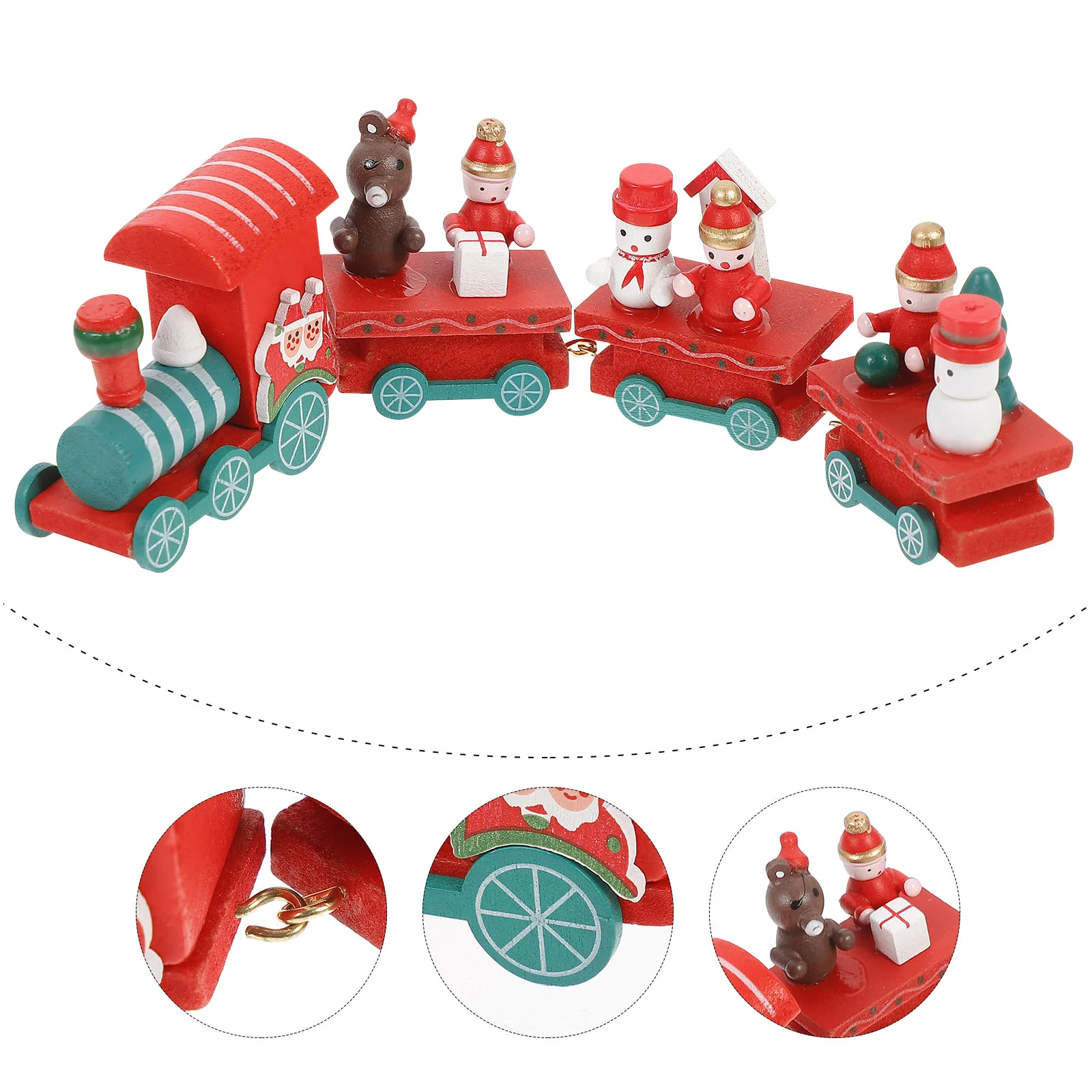 

1Pc Christmas Wooden Trains Xmas Train Sets For Kindergarten Train Desktop Decor