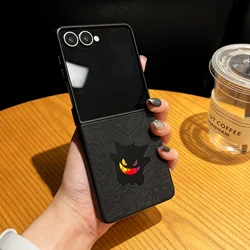 Cartoon Gengar Leather Shockproof Phone Case - Galaxy Z Flip7 (GG - Black)