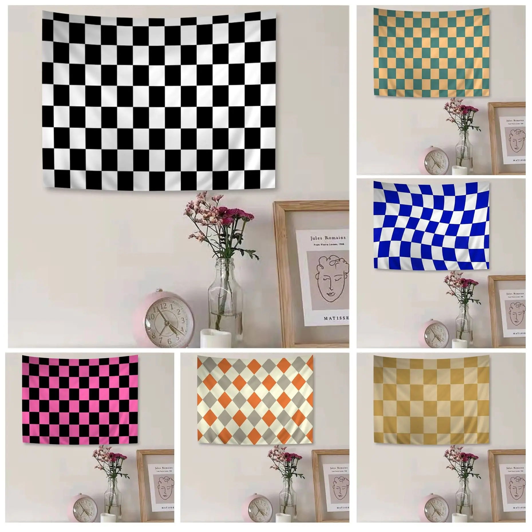 

Checkerboard Tapestry Art Printing Indian Buddha Wall Decoration Witchcraft Bohemian Hippie Wall Art Decor