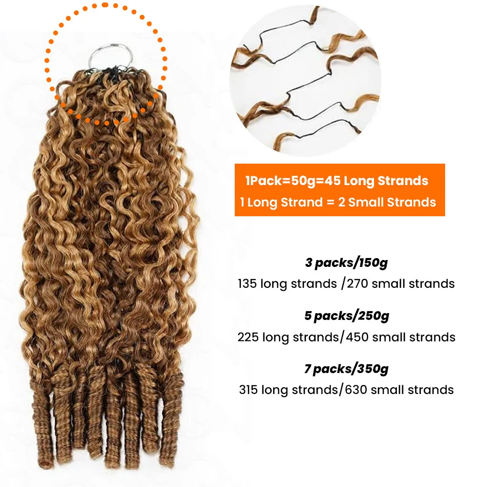 Burmese Curly Honey Blonde Highlight Crochet Hair Machine Made Feather Human Hair Extension Braiding Hair With Invisible Knot 3