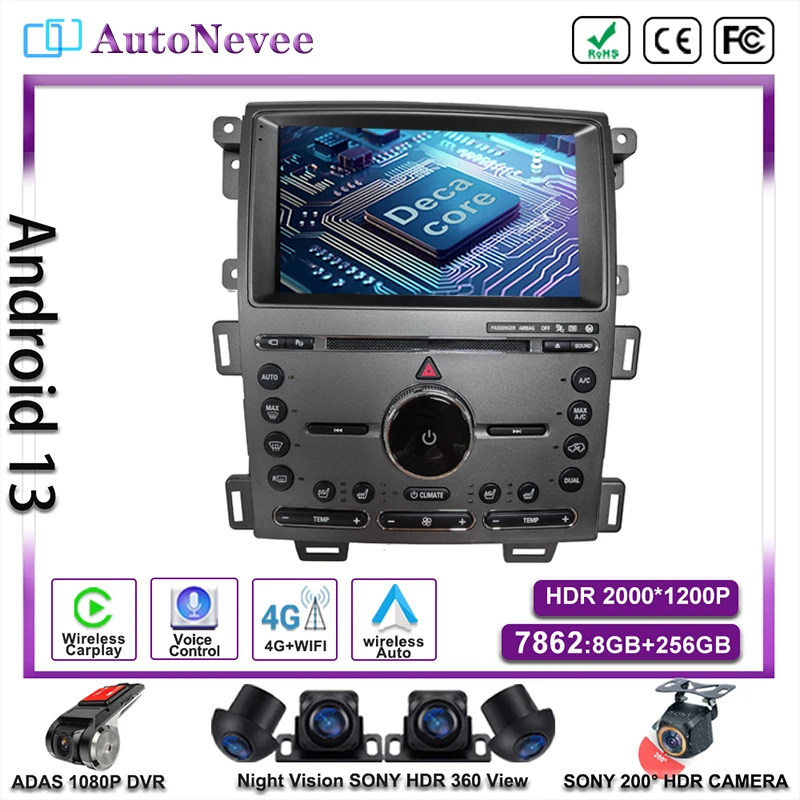 

DVD Android13 For Ford Edge 2011 2012 2014 2015 Car Radio Autoradio Multimedia Video Screen Player Navigatie Carplay No 2Din 5G