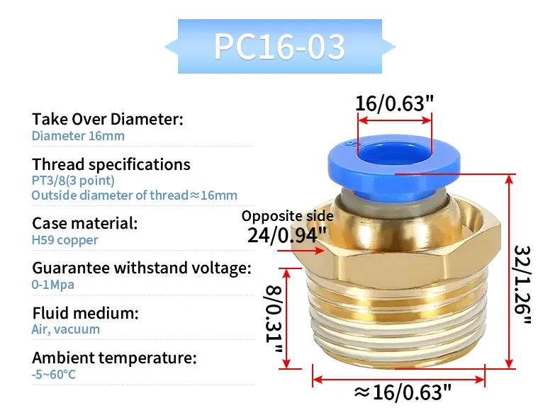 PC Pneumatischer Schnellverbinder Luftröhren-Schnellsteckgewinde gerade durch PC4 PC6 PC8 PC10 PC12-M5 01 02 03 04 Außengewinde – Detail 27