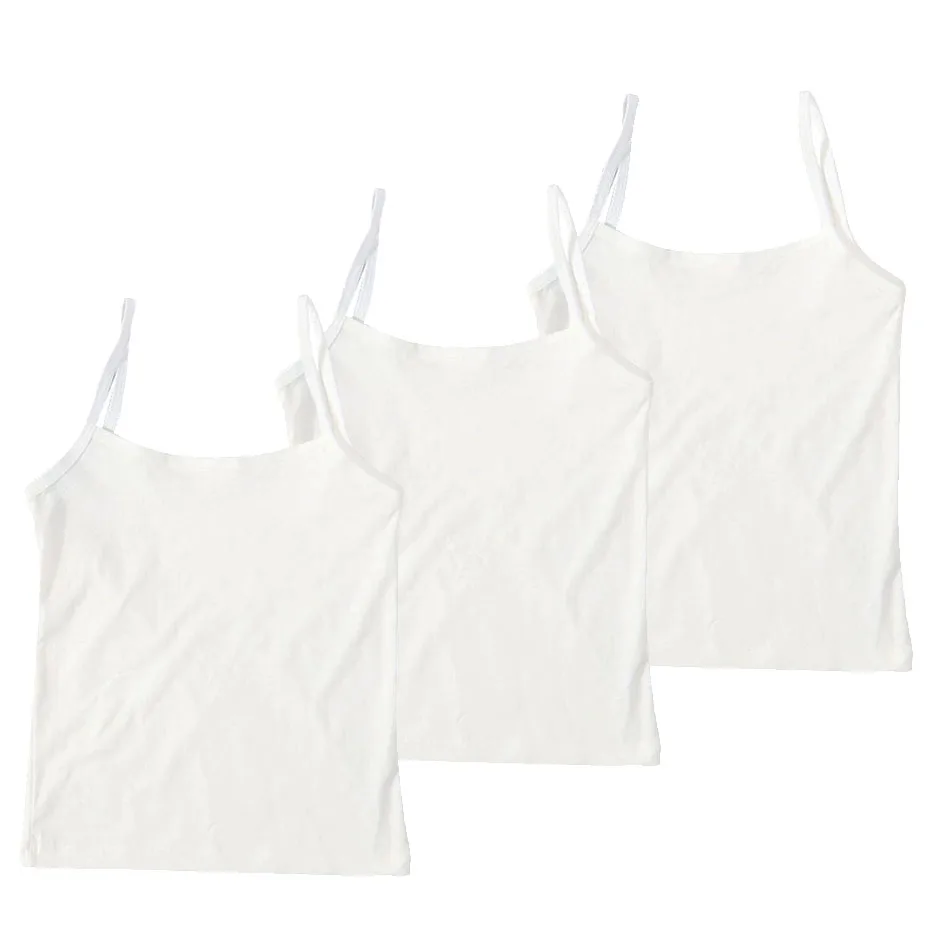 3 יחידות / חבילה ילדה צבע אחיד קמיזול נוער בית ספר צעיר חולצות טנק ילדים נוחות אימון תחתונה ילדים