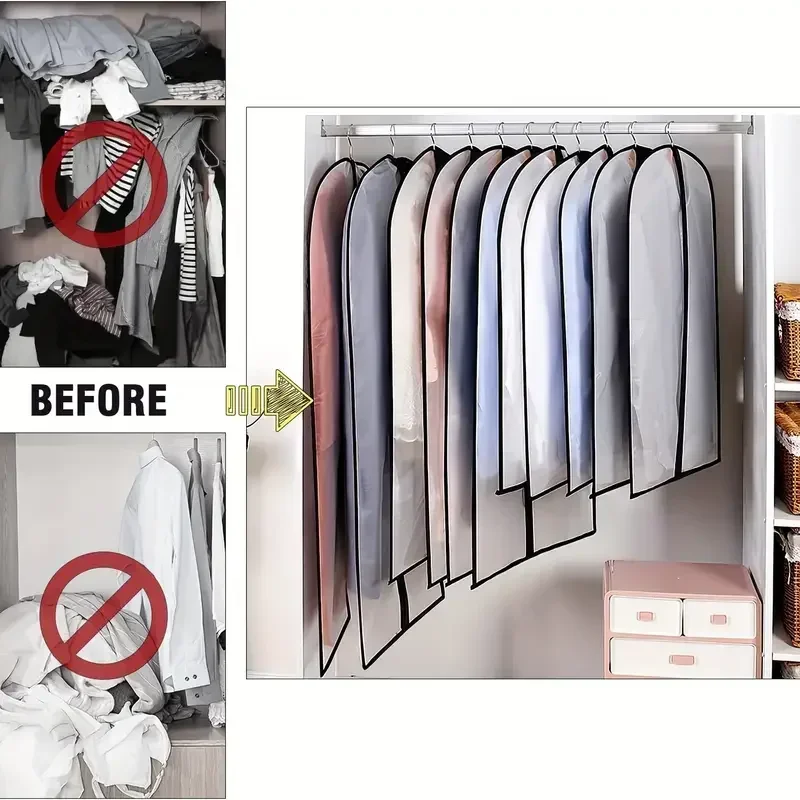 Clothes Dust Cover Transparent Thickened Washable Dust Bag PEVA Household Dust Cover Coat Suit Cover Hanging Clothes Bag