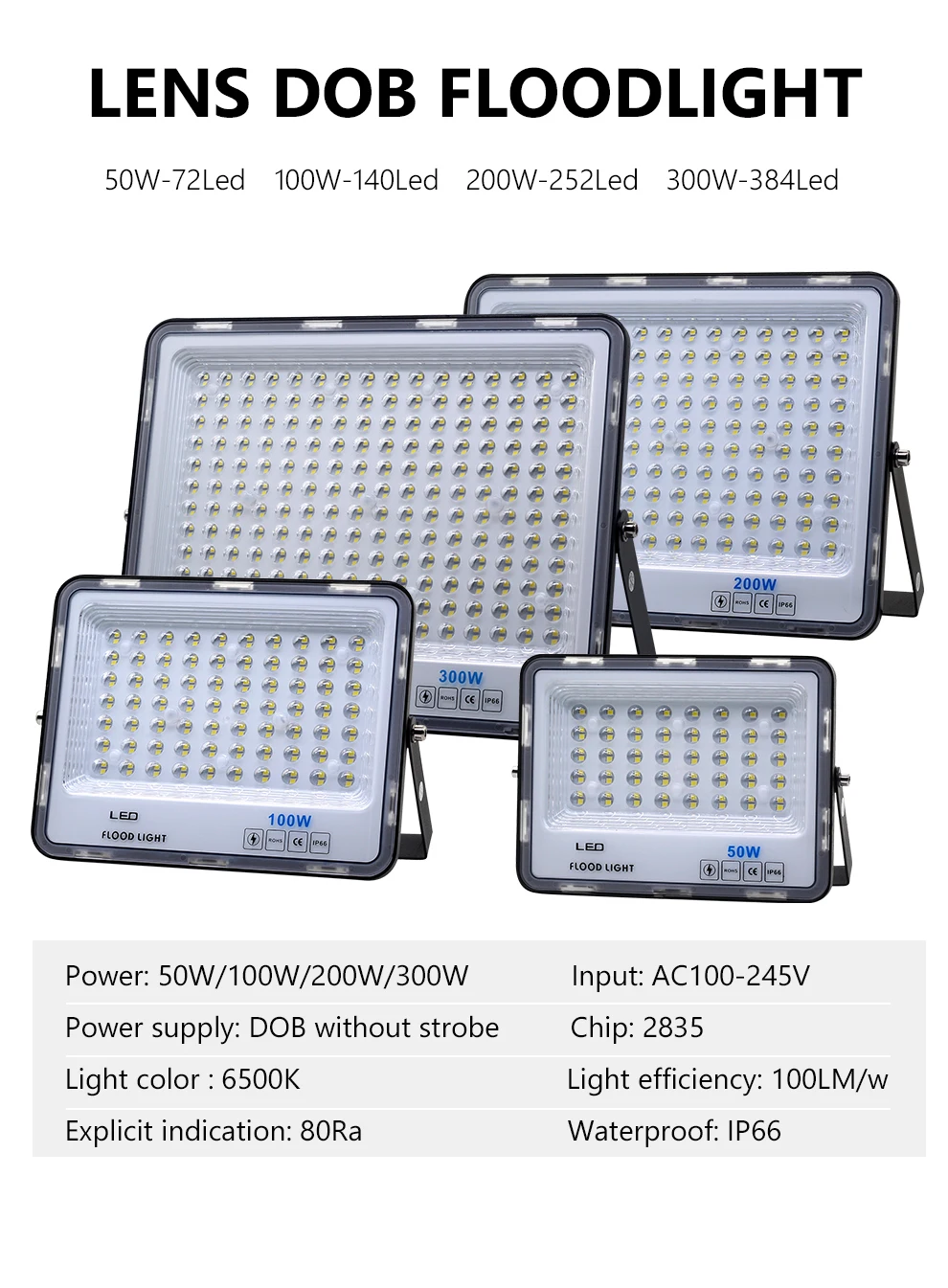 Außenleuchte LED-Flutlicht 220 V 6500 V K schützendes IP66 Flutlicht Reflexionslichtprojektor LED-Außenfokuslicht – Detail 2