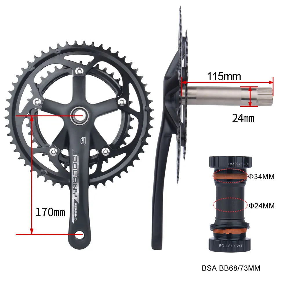Shimano-ダブルチェーンスプロケット,折りたたみ自転車,170mm,130bcd 