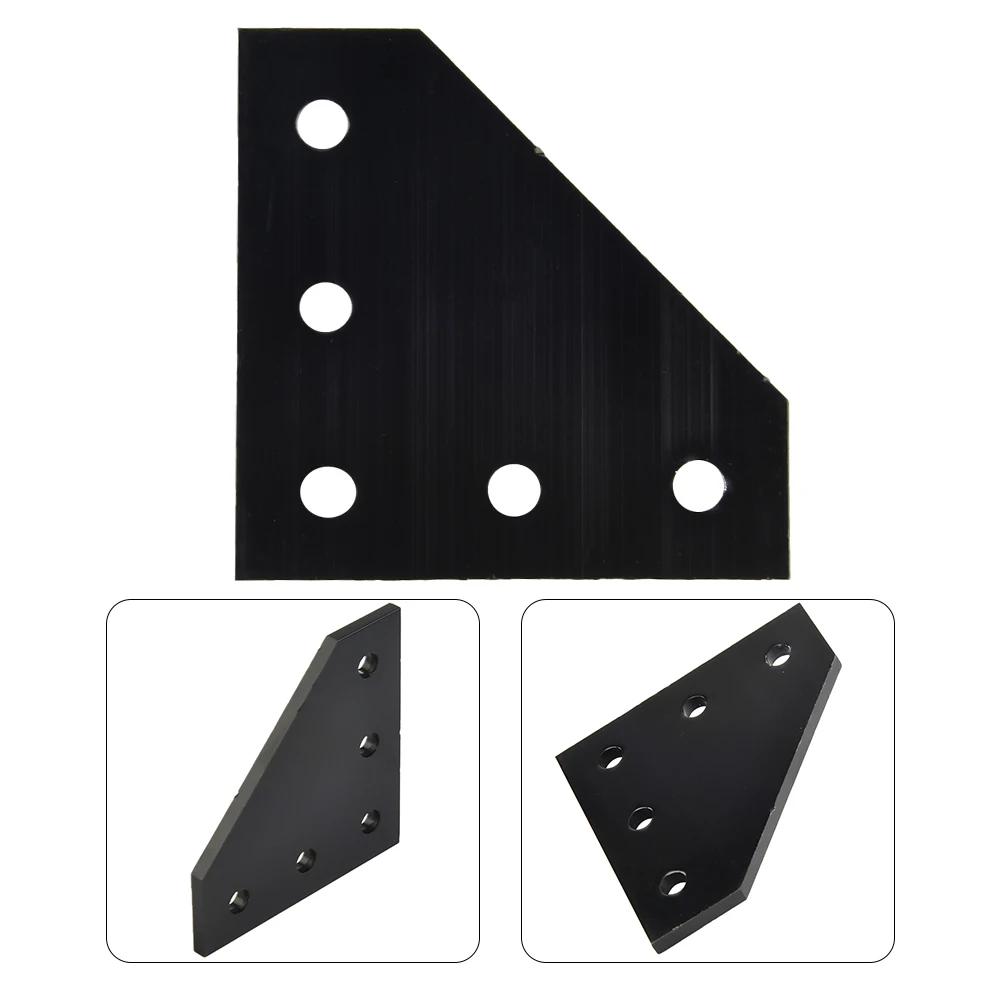 1pc Joint Board Plate Corner Angle Bracket Connection Joint Strip 90 Degree 5 Hole For 2020 Aluminum Profile Black/Silve