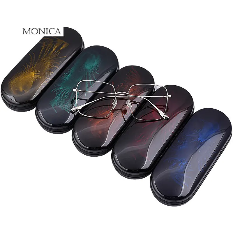 

1PC Portable Eyeglass Box Fashion Women Men Hard Shell Baking Paint Dazzling Colors Glasses Case Vintage Eyewear Accessories