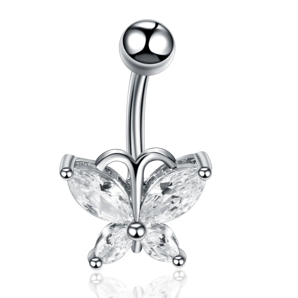 Stainless Steel Belly Button Piercing Body Jewelry Women Cubic Zirconia Drop Dangle Earring Navel Piercing 1PC