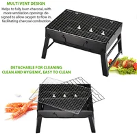 1Set Barbecue Charcoal Stove Portable Foldable Steel BBQ Grills  for Outdoor Grilling Cooking Camping Hiking Picnics Tailgating 6