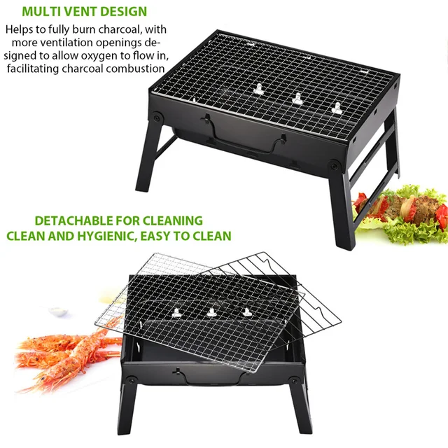 Portable Charcoal BBQ Grill – Foldable Steel Stove for Camping & Outdoor Cooking 6