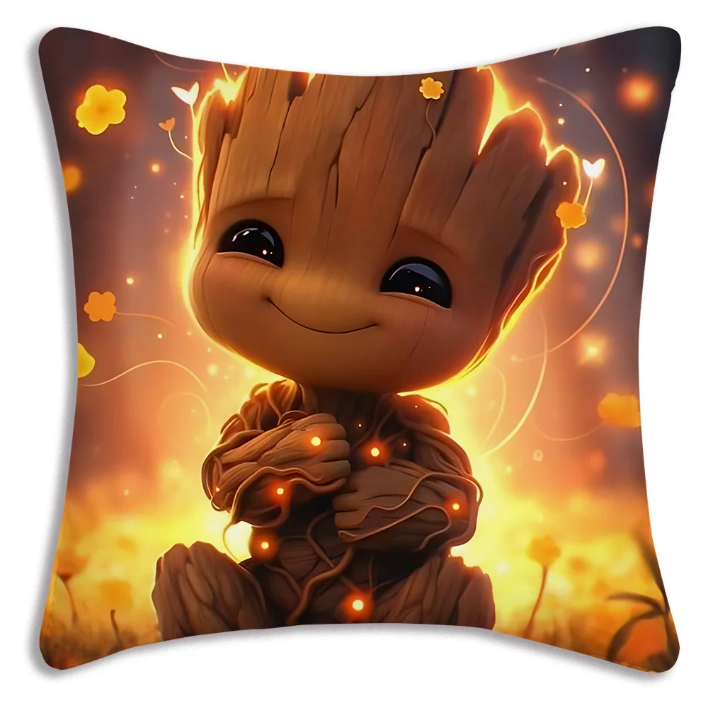 Pillow Covers Cartoon MarvelS GrootS Sofa Decorative Home Double-sided Printing Short Plush Cute Cushion Cover 6