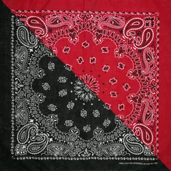 Gradient Paisley Cotton Bandana Scarf - Unisex Fashion Accessory (Black red)