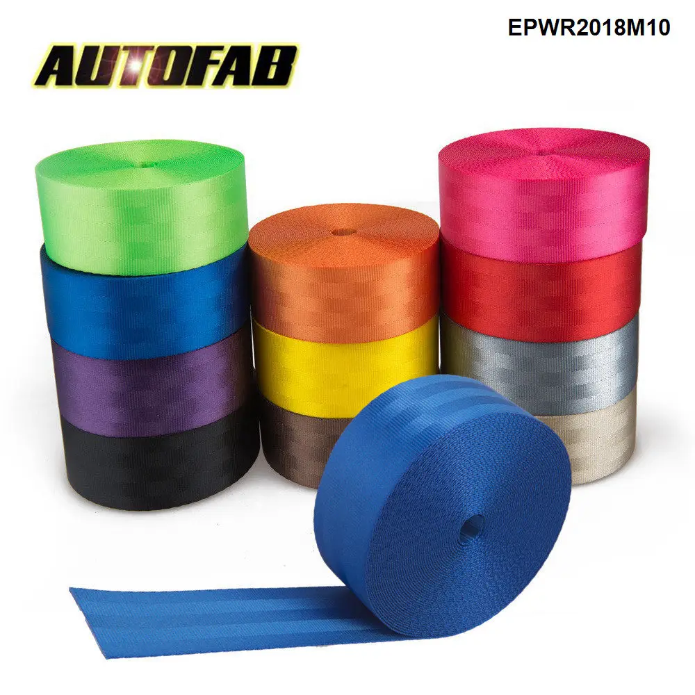 Seat Belt Webbing 10 Meters Strengthen Racing Car Seat Safety Belts Harness Straps 2inch AUTOFAB EPWRM10