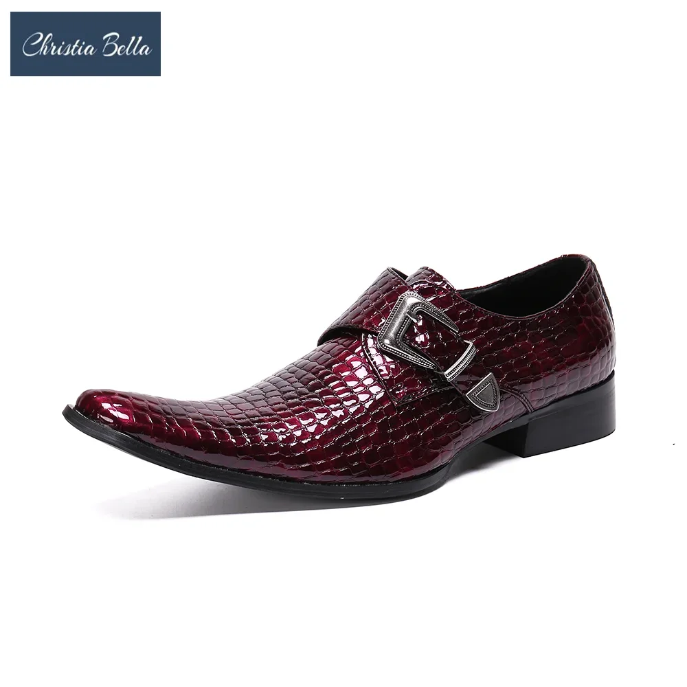 Fashion Red Round Toe Men Oxfords Shoes Genuine Leather Wedding Banquet Evening Shoes Male Business Snake Pattern Formal