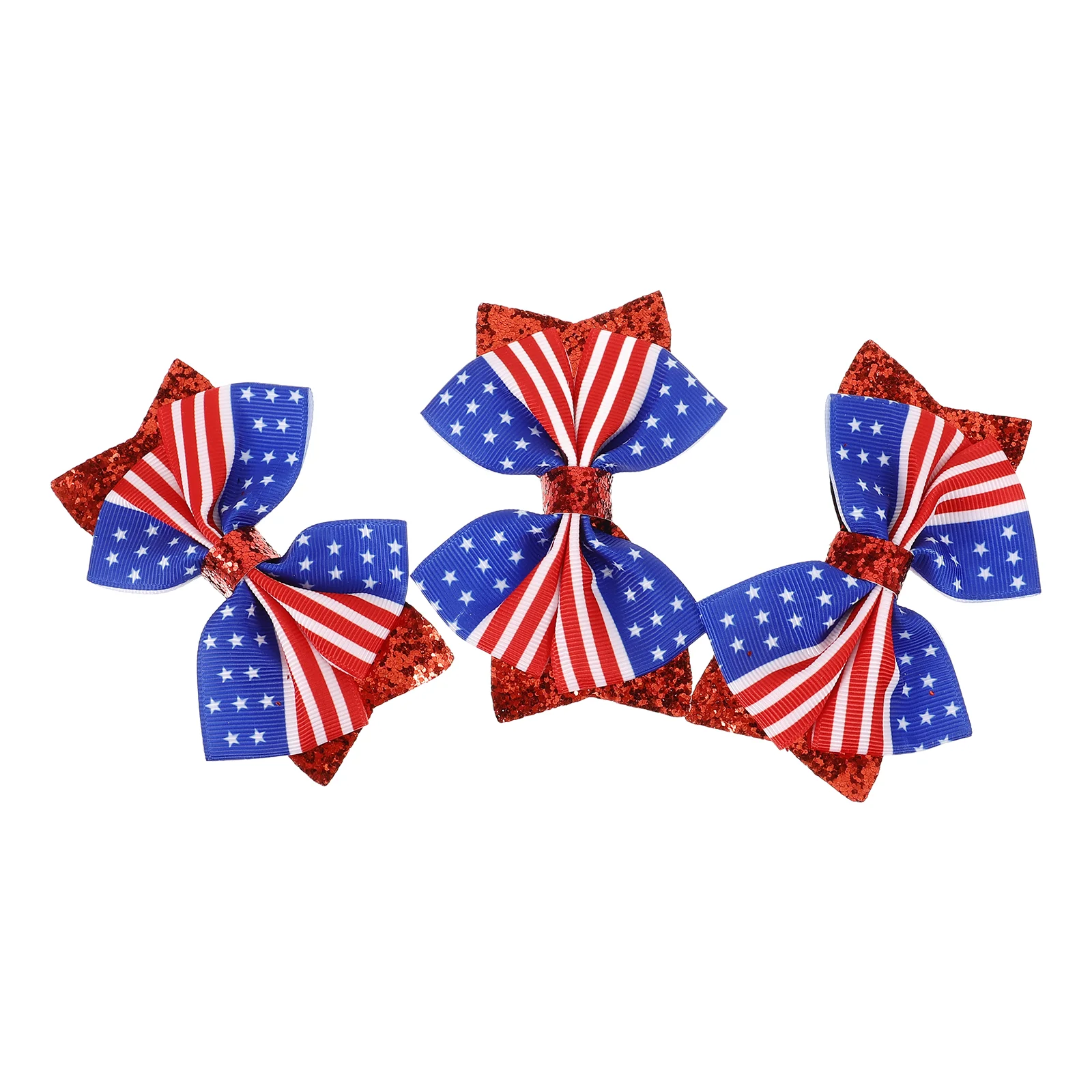 

3 Pcs American Independence Day Hair Snap Clips Accessories for Toddler Girls Patriotic Kids Clips Fine Flag Bow 4th Of July